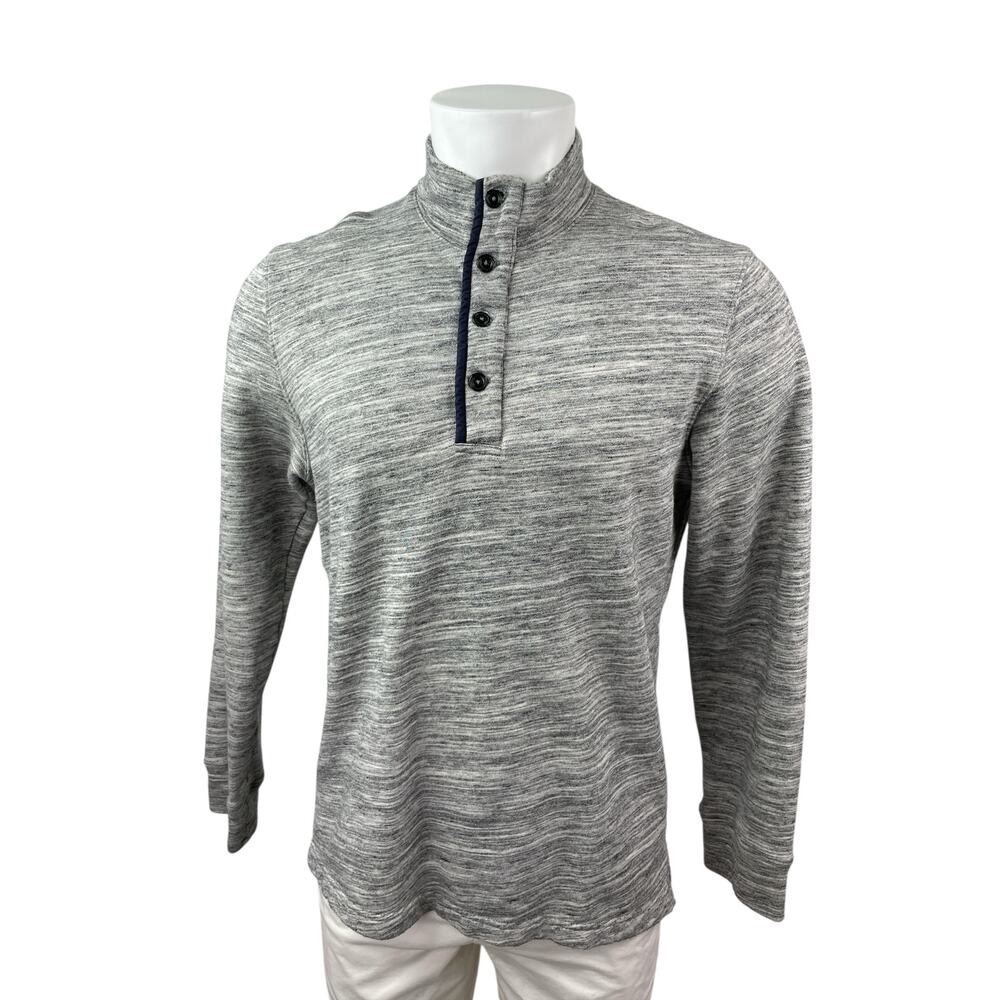 Relwen Men's Gray Heather 1/4 Snap Long Sleeve Stand Collar Sweatshirt Top Sz M